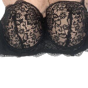 Women's 5-Way Convertible Bras 42D Lace Underwire Black/Nude